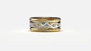 Gouden ring model Cordoba, gezet met saffier en diamant. FR82